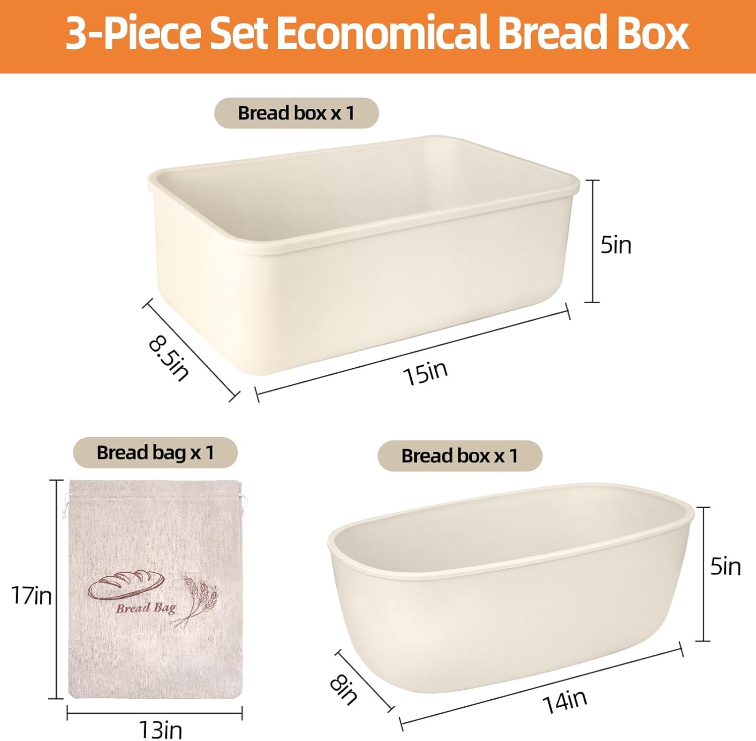 2 PCS Kitchen Bread Boxes, Breads Box With Cutting Board, Breads Boxes for Kitchen Countertop, Reversible Cutting Board Bin, Homemade Bread Box Storage Container Storage (15x8.5x5 in and 14x8x5 in) - Image 5