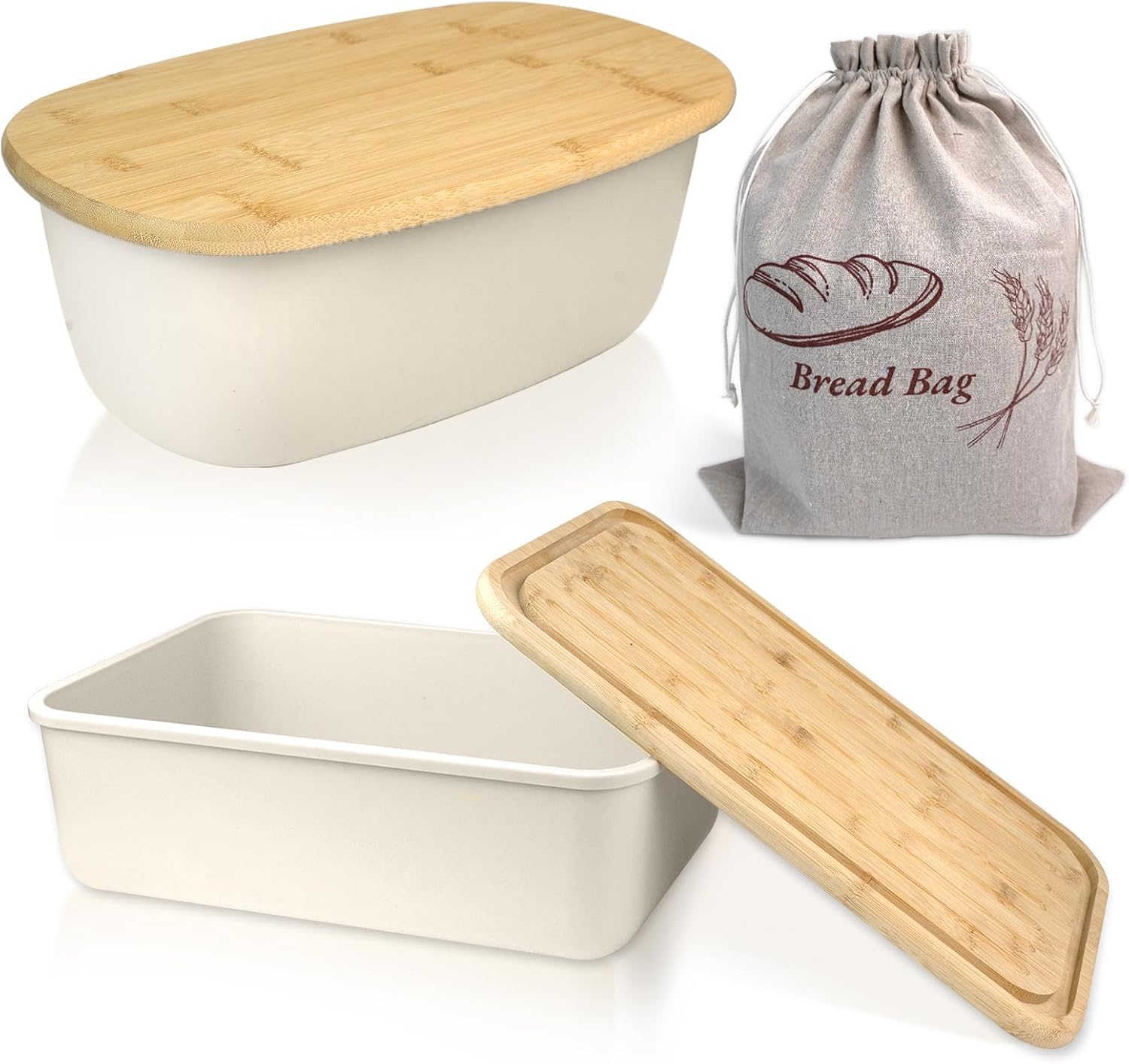 2 PCS Kitchen Bread Boxes, Breads Box With Cutting Board, Breads Boxes for Kitchen Countertop, Reversible Cutting Board Bin, Homemade Bread Box Storage Container Storage (15x8.5x5 in and 14x8x5 in) - Image 9