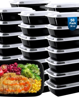 50 Pack Meal Prep Containers 38 oz, Leakproof To Go Food Containers, Disposable & Reusable Food Prep Containers for Takeout, Food Storage Containers BPA-Free, Microwave/Dishwasher/Freezer Safe