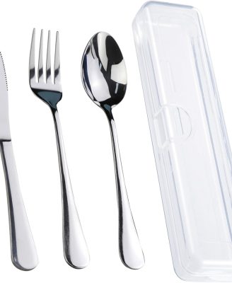 Travel Utensils With Case, Stainless Steel Reusable Portable Utensils Set With Case, Lengnoyp Travel Silverware Set